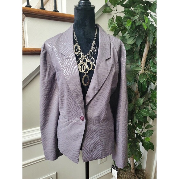T. Milano Purple 100% Polyester Long Sleeve Single Breasted Blazer Size 22W - Picture 1 of 11